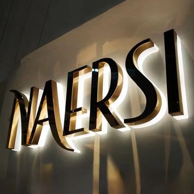 Office Home Decor Nome Logo Impresa LED Metal Sign Acrilico LED Illuminato Sign Custom