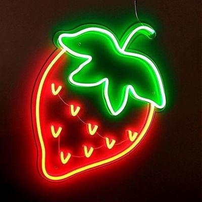 12V alimentatore a presa Rossa Fragola goccia Spedizione Logo personalizzato Neon Light Segno di nozze