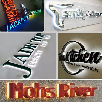Insegna frontale a LED per PC frontale personalizzata per negozio in metallo Insegna con lettera per negozio a LED personalizzata aziendale 3D