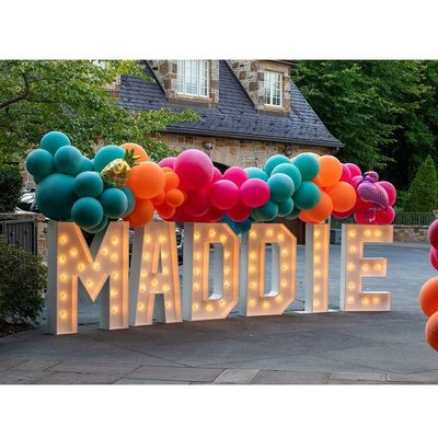Lettera di segno della lampadina a LED per eventi di matrimonio e compleanno con lettere di marchiatura in acciaio inossidabile