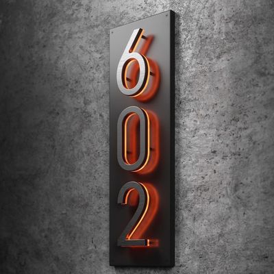 Custom Metal Outdoor Illuminated 3D Signage Back LED Light House Numero per matrimoni