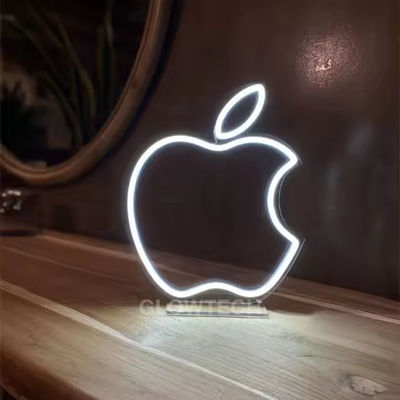 Scheda con il nome del cartello per matrimonio con logo personalizzato con luce al neon bianca Apple Drop