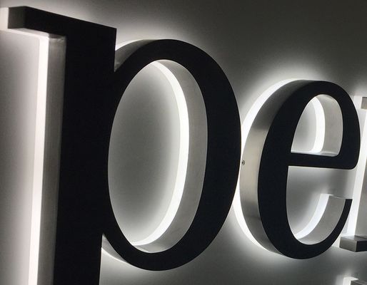 Segnaletica a LED in metallo inossidabile per ristoranti, uffici e edifici commerciali esterni personalizzati