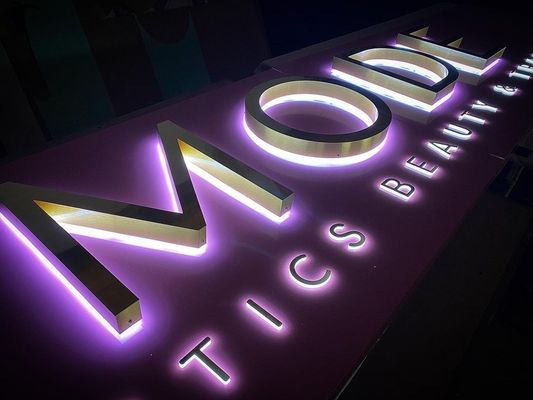 Scopi pubblicitari segnaletica a LED in metallo inossidabile per edifici commerciali personalizzati
